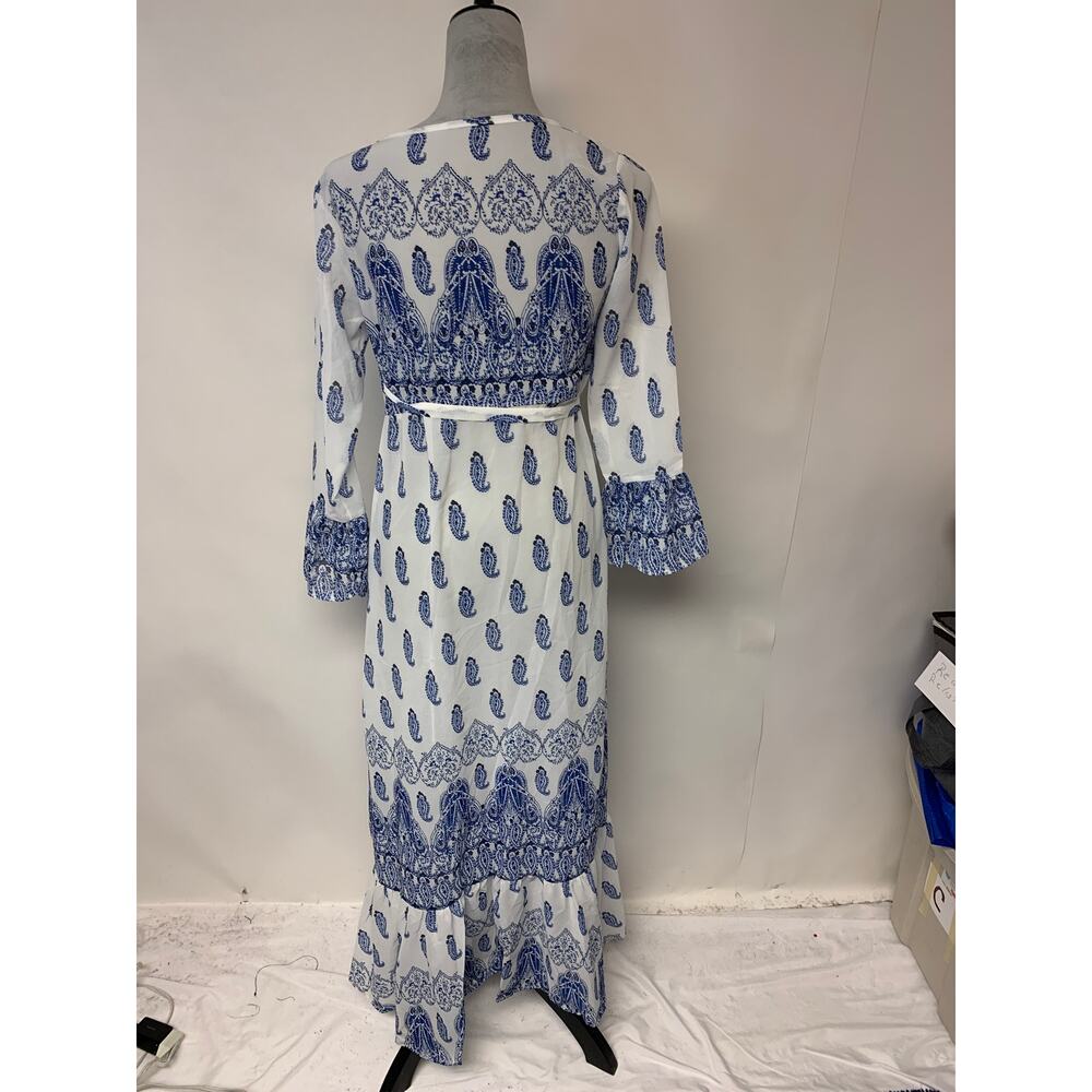 Wrap Dress Duster Coverup Sheer Maxi BohemianFestival Paisley Womens SZ 7 - Picture 3 of 9